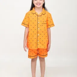 Biglilpeople Unisex Orange Printed Shirt with Shorts-image-41