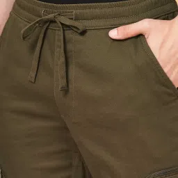 People By Pantaloons Green Cotton Regular Fit Joggers image 5