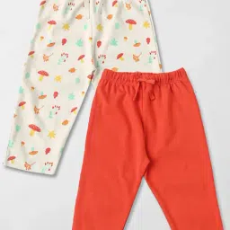 Nauti Nati Girls White Cotton Graphic Regular Fit Leggings - Pack of 2 image 2