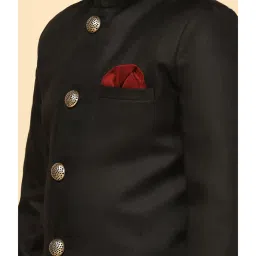 KISAH Boys Black Solid Full Sleeves Sherwani image 5