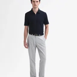 Rare Rabbit Navy Blue Cotton Regular Fit Solid Polo T-Shirt image 5