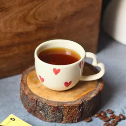 WEAVING HOMES White & Red Valentino Printed Ceramic Glossy Mug-130 ml image 3