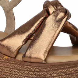 Inc.5 Women's Antique Gold Ankle Strap Wedges image 5