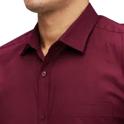 Park Avenue Maroon Slim Fit Self Pattern Shirt image 5
