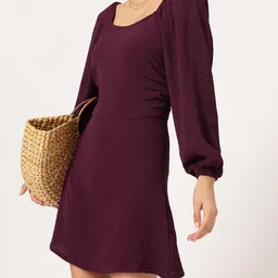 DressBerry Sleeky Stylish Puff Sleeves Mini Dress-picture-36