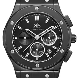 KENNETH SCOTT Men Dial & Leather Bracelet Style Analogue Multi Function Watch K24115-BLBB image 3