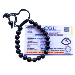 Apnisanskriti Unisex Black Onyx Shine Blue Gold Stone Bracelet image 5