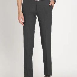 Turtle Dark Grey Slim Fit Chequered Trousers-picture-7
