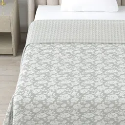 tundwal's White & Grey Floral AC Room 210 GSM Double Bed Dohar-image-68
