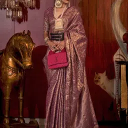 Elora Pink Silk Woven Saree With Unstitched Blouse-picture-29