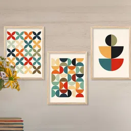 WALLLANE Brown & Orange 3 Piece Wood Wall Paintings-picture-20