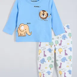 Hopscotch Boys Printed Long Sleeves Pure Cotton T-shirt With Joggers-image-77
