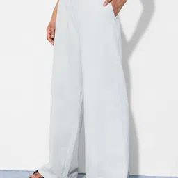 The Souled Store Flared-Fit Pure Cotton Mid-Rise Trousers-image-32