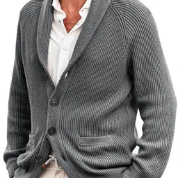 Mast & Harbour Men Striped Self Design Button Detail Shawl Collar Cardigan-picture-32