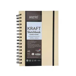 Brustro Wiro Bound Kraft Sketchbook A5 Mid Toned 100 GSM (100 Sheets) 200 Pages-picture-18