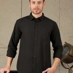 COBB Men Slim Fit Spread Collar Solid Cotton Casual Shirt-picture-24