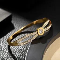 GOLDIWALA Women Cubic Zirconia Gold-Plated Bangle-Style Bracelet-picture-18