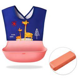 Bembika Baby Feeding Essential Baby Feeding Bib Silicone Tableware Giraffe  Print- Blue-picture-42