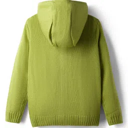 Pine Kids Knit Full Sleeves Front Open Hooded Sweater with Cable Knit Design - Light Green image 2