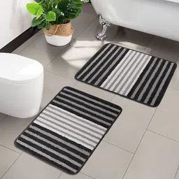 Kuber Industries Grey & Black 6 Pieces Textured Striped Doormats image 1