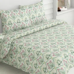 haus & kinder Blossom White Floral Pure Cotton 186 TC King Bedsheet Set-2.75mx2.75m-picture-39