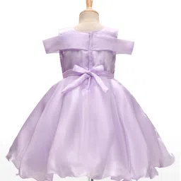 Bluebell Satin Woven Sleeveless Party Dress With Floral Applique - Purple image 3