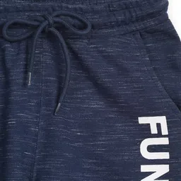 ALAN JONES Cotton Blend Knit Fun State Text Printed Shorts - Blue image 4