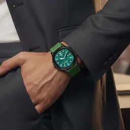 Abrexo Men Dial & Straps Analogue Date Aperture Watch Abx7201 GRN MGT ST-picture-14