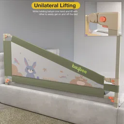 BAYBEE Baby Bed Rail Guard for Baby Toddlers Safety, Portable Kids Bed Rail Safeguard Fence with Adjustable Height | Foldable Single Side Bed Protector for Newborn Baby (Pack of 3, Dark Green, 180x80cm) image 5