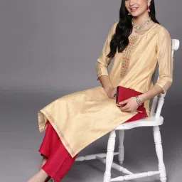 Libas Peach Embroidered Straight Kurta image 5