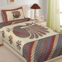 Living Roots Purple 180 TC Cotton Single Bedsheet with 1 Pillow Cover-picture-17