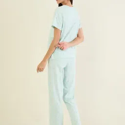 Sweet Dreams Green Cotton Floral Print Pyjama Sets image 2