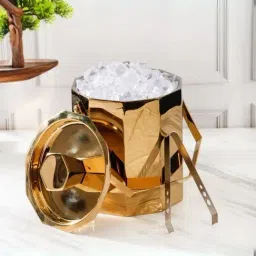 Smokey Cocktail Gold Glass Hexagonal Ice Bucket-image-63