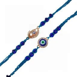 eCraftIndia Set of 2 Evil Eye Rakhis for Brothers with Sibling Agreement & Roli Chawal Pack image 5