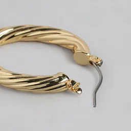 Forever New Gold Plated Textured Circular Hoop Earrings image 3