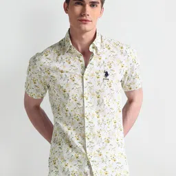 U.S. Polo Assn. Men Smart Spread Collar Floral Printed Cotton Slim Fit Casual Shirt-picture-10
