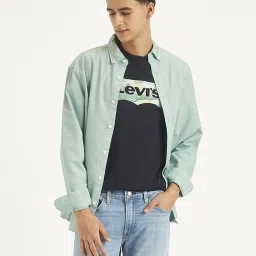 Levi's Light Blue Cotton Regular Fit Shirt image 5