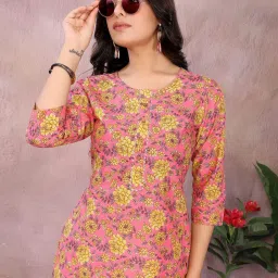 Rangita Pink Regular Fit Floral Kurta image 5