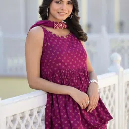 Stylum Purple Printed Tunic Palazzo Set With Dupatta image 5