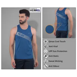 Force NXT Dark Teal & White Regular Fit Printed Gym Vest - Pack Of 2 image 5
