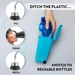 Borosil Black Stainless Steel Water bottle With Double Wall Vacuum (750 ML) image 5