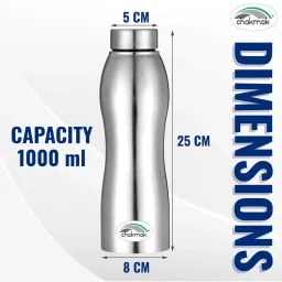 Chakmak Silver Stainless Steel Water Bottle - Set of 4 image 5