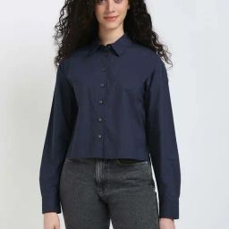 CALVIN KLEIN JEANS Ink Blue Cotton Plain Shirt-picture-15