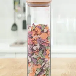 ALLO Transparent Borosilicate Glass Square Jar with Wooden Lid (1000 ml)-picture-28