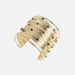 Sohi Women's Ribbed Wire Statement Bracelet - Metallic Gold image 5