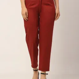 Rigo Maroon Regular Fit Flat Front Trousers-picture-23