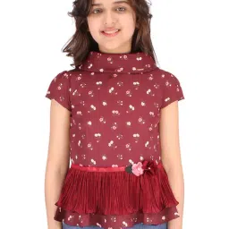 Cutecumber Kids Maroon Floral Print Top-picture-25