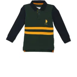 U.S. Polo Assn. Kids Dark Green Striped Full Sleeves Polo T-Shirt-picture-27