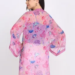 SHAYE Pink Chiffon Printed Shrug image 2