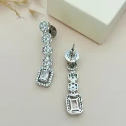 Abdesigns Silver American Diamond Cubic Zirconia Necklace & Earring Set image 4